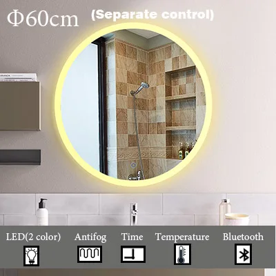 M004C-600mm Bluetooth, музыкальное настенное зеркало, светодиодный, для ванной комнаты, зеркало для макияжа, интеллектуальный дисплей, HD, с подсветкой, зеркала для ванной комнаты, влагостойкая доска - Цвет: M004C-600mm
