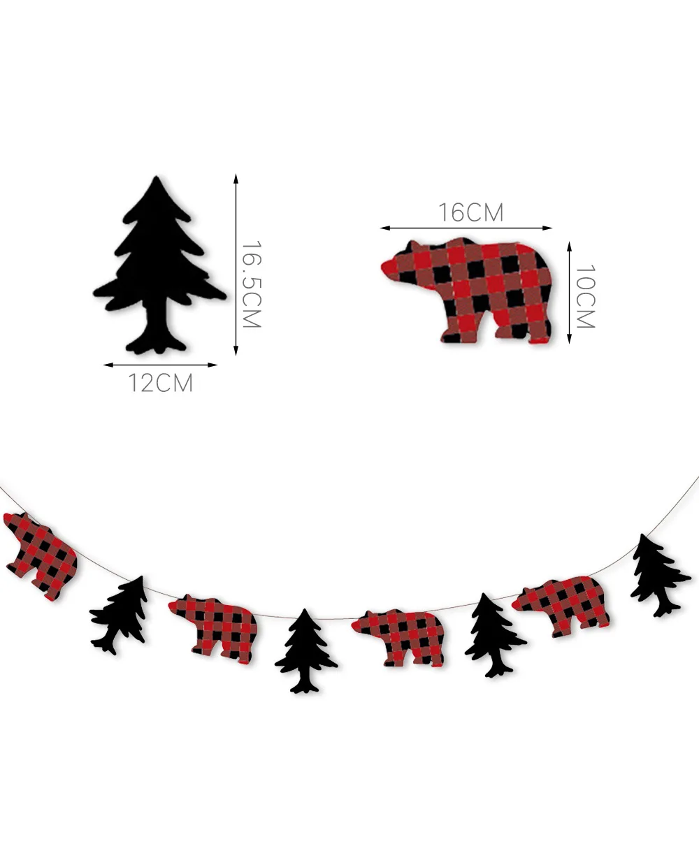 1 set Lumberjack/праздничные баннеры в клетку с изображением медведя, дерева, Висячие банты для детей на день рождения, рождественские украшения для дома, вечерние принадлежности - Цвет: 1 set