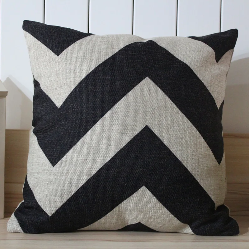 LINKWELL Оптовая Бесплатная доставка 45 см * черный шеврон зигзаг льняная наволочка |
