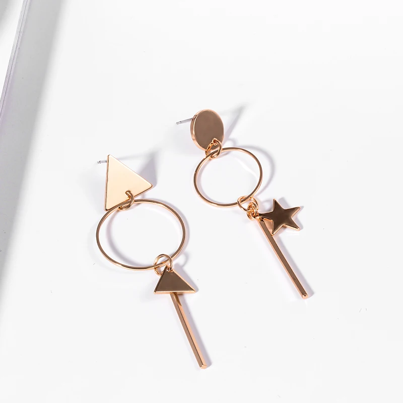 XZP корейские геометрические треугольные асимметричные серьги для женщин