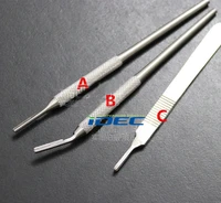dental scalpel handle lab tool knife holder straight bend tip 3pcs