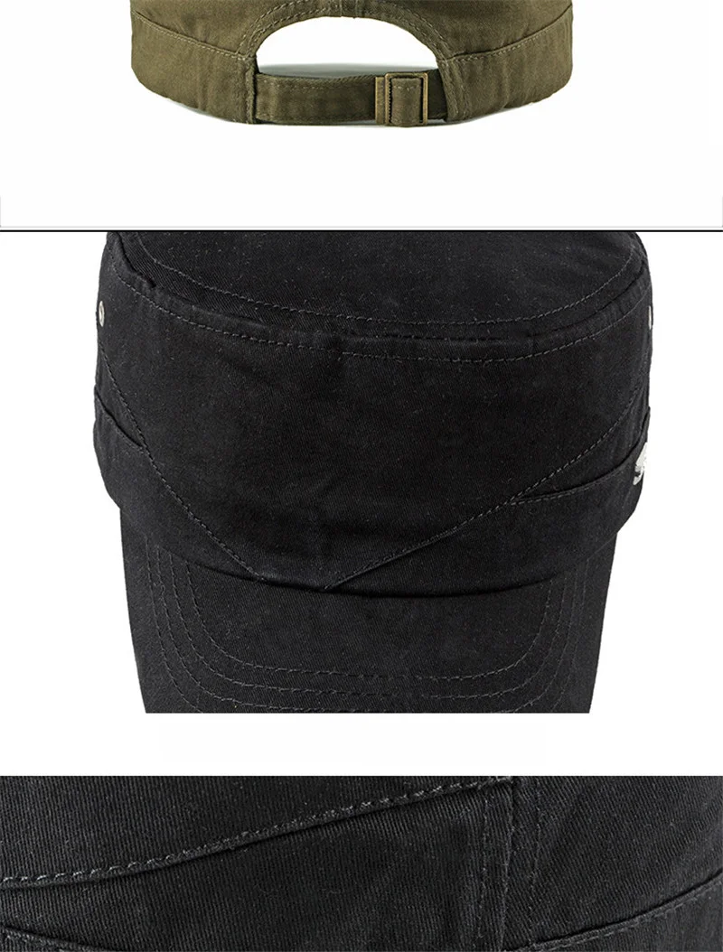 Newest Cotton Breathable Casual Flat Mens Female Thin Section Wide Curling Brim Outdoor Sunshade Black Adjustable Military Cap