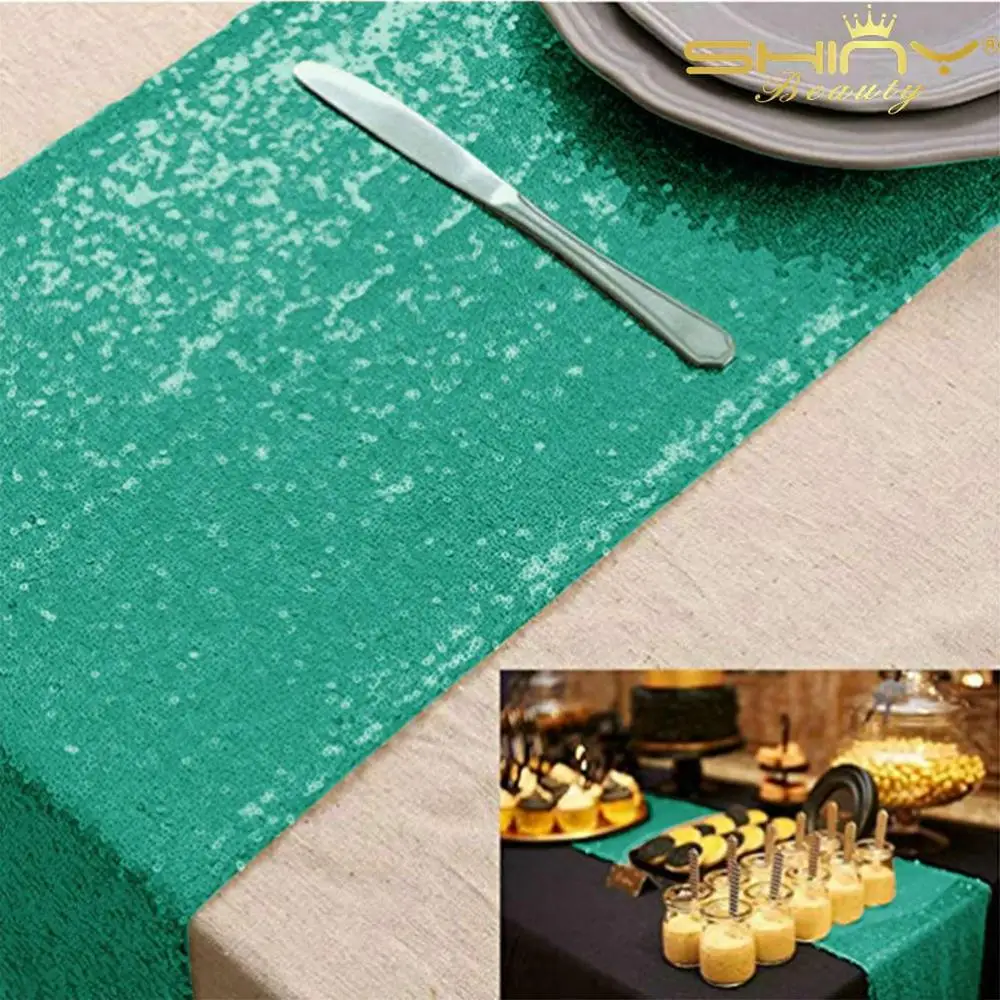 Green 30*275 см золотые блестки для свадебных торжеств полиэстер/Нейлоновая Ткань Скатерть для отеля Золотая икона украшения банкета-80620 - Цвет: Green