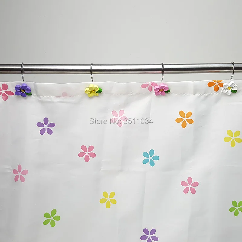 

1bag 12pcs Peach blossom resin shower curtain hook multi color small wild flower shower curtain hook resin curtain hook