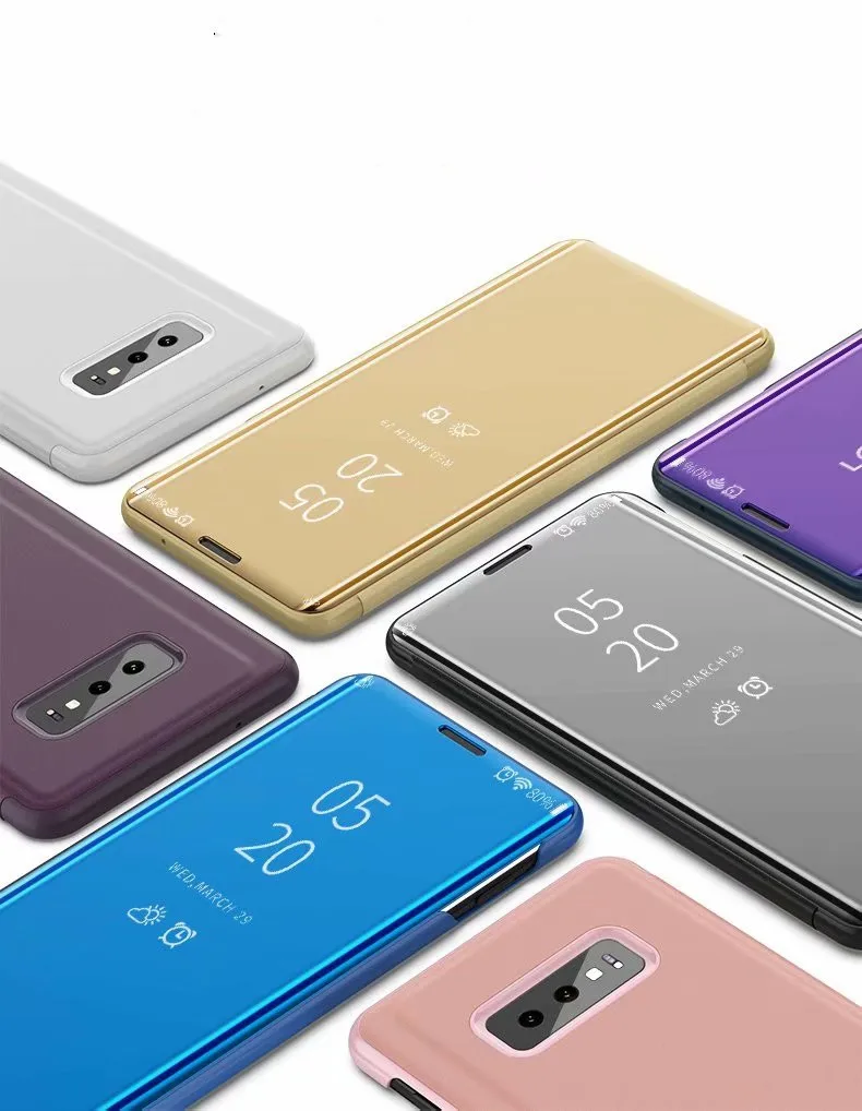 Умный зеркальный флип чехол для телефона Samsung Galaxy S9 S10 S8 S7 S6 Edge Plus S10E Прозрачный Note 9