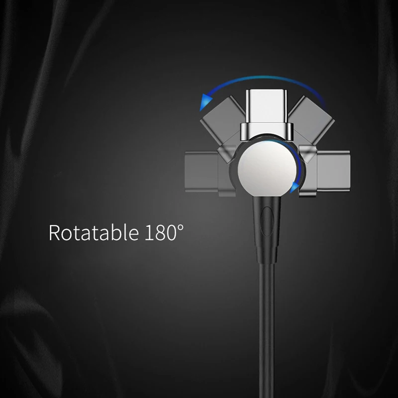OUSU вращающийся 3A Быстрая зарядка 3 0 Micro usb type C Магнитный кабель системы освещения