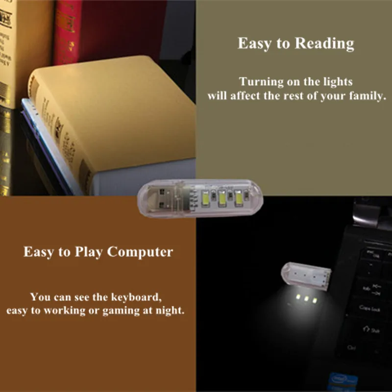 Мини USB СВЕТОДИОДНЫЙ ночной Светильник книжная лампа Портативный располагаться
