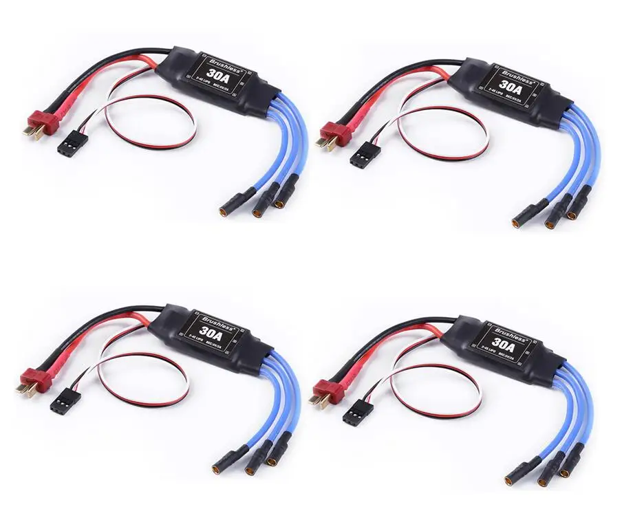Long wire 4 шт./лот Rc бесщёточный 30A ESC 2-4S электрический регулятор скорости с 5 В 2A BEC для Rc Мультикоптер вертолет - Цвет: Long wire