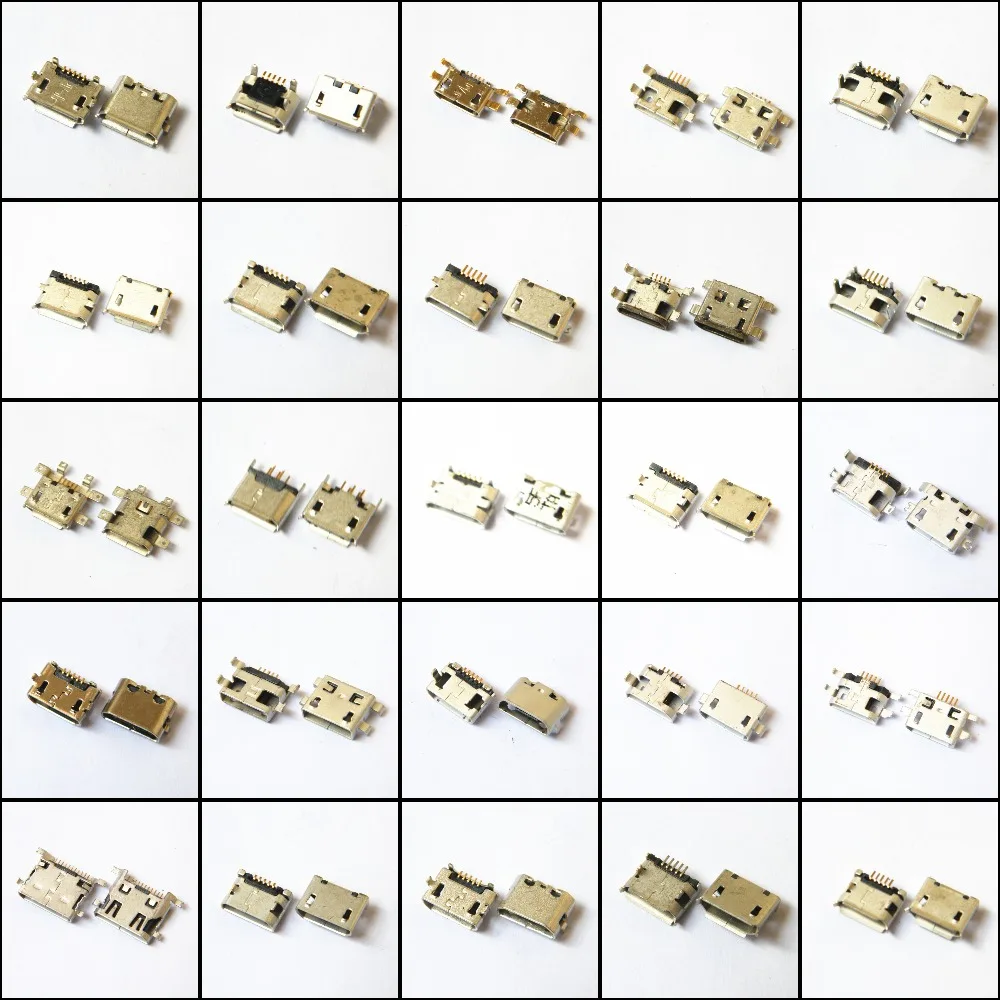 New 90 Models / 900 pcs Micro USB Jack Female Socket 5P 7P 5pin 7pin Charging Port Plug