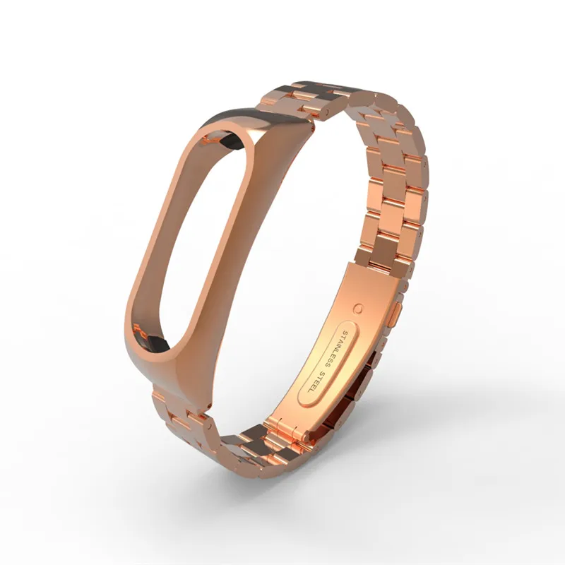203 Rose Gold Безвинтовой mi band 2 умный Браслет для Xiao mi band 2 ремешок на запястье ремень из нержавеющей стали черный серебристый золотой - Цвет: 203 Rose Gold