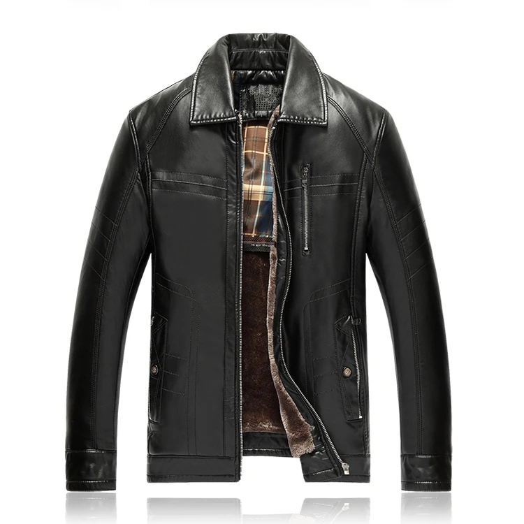 

Casual Solid Fur Collar Leather Jacket Mens Coat 2021 Fashion Winter Jacket Men Leather Jackets Male Plus Size L-4XL Top Quality