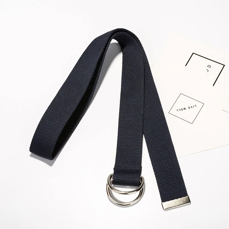 H Dark blue Лучший YBT ремень унисекс, холст, пластик, двойное кольцо, пряжка, женский ремень, ковбой, для спорта на открытом воздухе, Повседневный, высокое качество,, мужской ремень - Цвет: H Dark blue