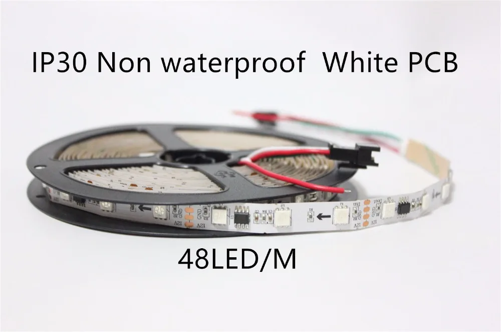 WS2811 Светодиодная лента 5 м 30/48/60 светодиодов/м 10/16/20 шт. ws2811 ic/meter DC12V белый/черный PCB