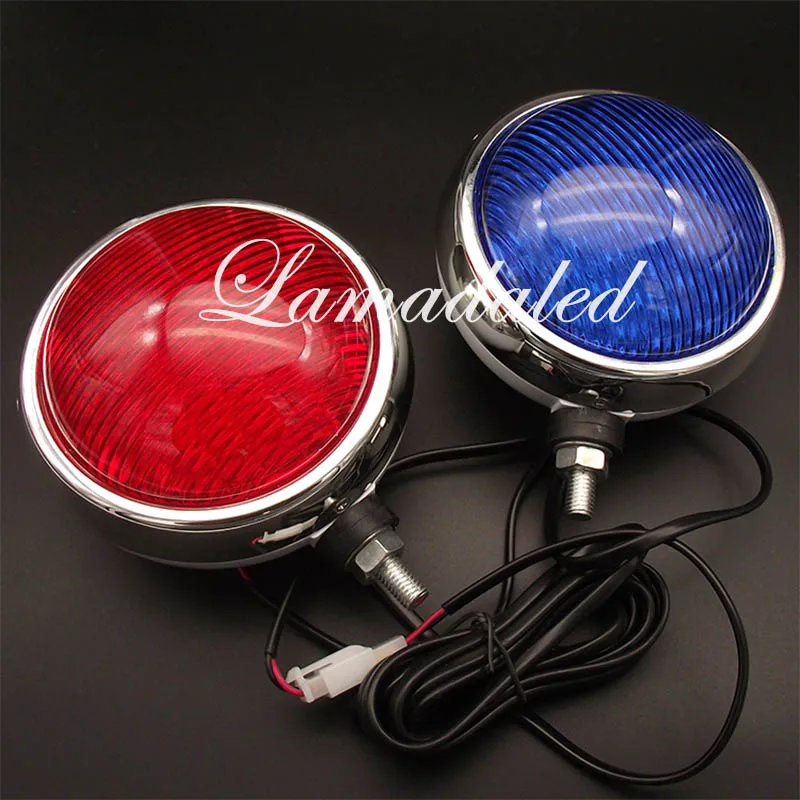 RED BLUE 12 V/24 V красный синий круглый 2X50led высокий яркий полицейский Мотоцикл СВЕТОДИОДНЫЕ стробоскопы патрульный мотоцикл стороны благодаря фронтальной вспышке сигнальная лампа - Цвет: RED BLUE