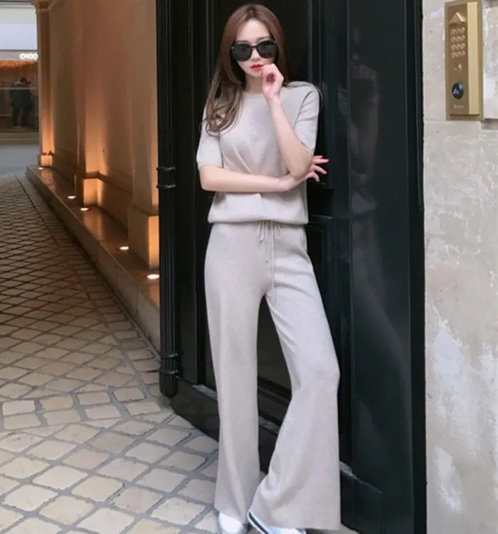 LOVELY JINNUO 2021 новый сезон весна лето кашемировый костюм 100% свитер и штаны комплект с