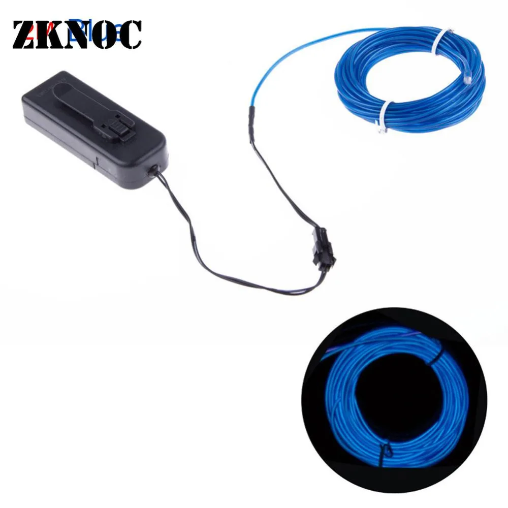 ZKNOC 1PC Flexible Neon LED Light Glowing EL Wire Strip Tube with Controller Car Dance Party Decoration Indoor Outdoor Lighting | Дом и сад