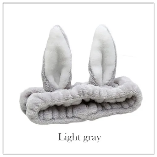 Light gray OMG Logo, Женская повязка для волос с бантом-бабочкой, для мытья лица, для макияжа, фланелевая Мягкая повязка на голову, повязки на голову для девочек, головные уборы, аксессуары для волос - Цвет: Light gray