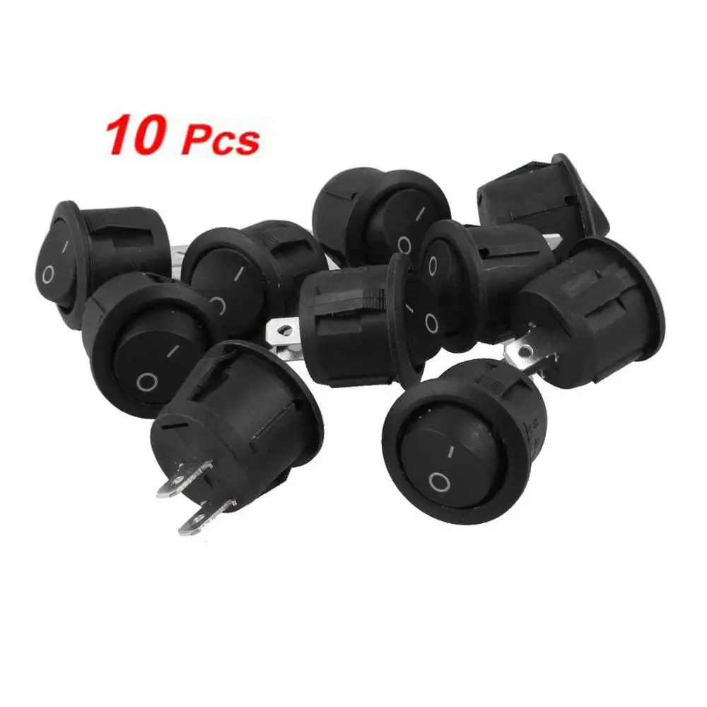 10 шт./лот AC 6A 10A 250V On Off Snap in SPST Круглый лодочный кулисный выключатель черный|on/off rocker