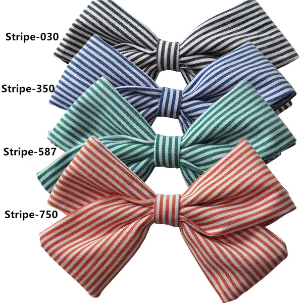 Stripe Set 4 предмета в комплекте, красивые хлопковые ткани лук заколки для маленьких девочек модная одежда для волос заколки-бантики для волос заколки для волос Hairbow заколки для волос аксессуары для волос - Цвет: Stripe Set