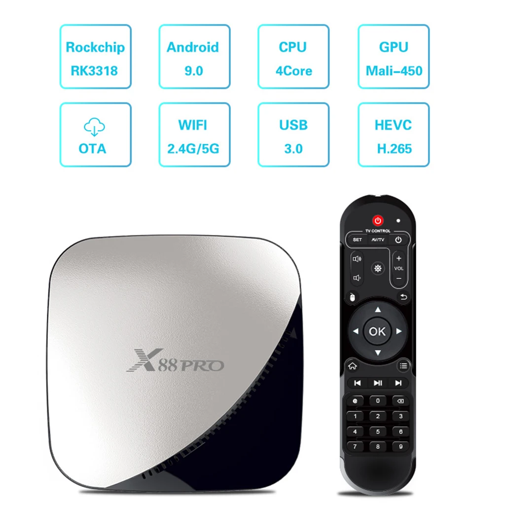 X88 PRO tv BOX 2G 4G ram 16G 32G 64G rom wifi 4K 3D медиаплеер Google Play телеприставка Android 9,0 5,0G wifi Rockchip RK3318