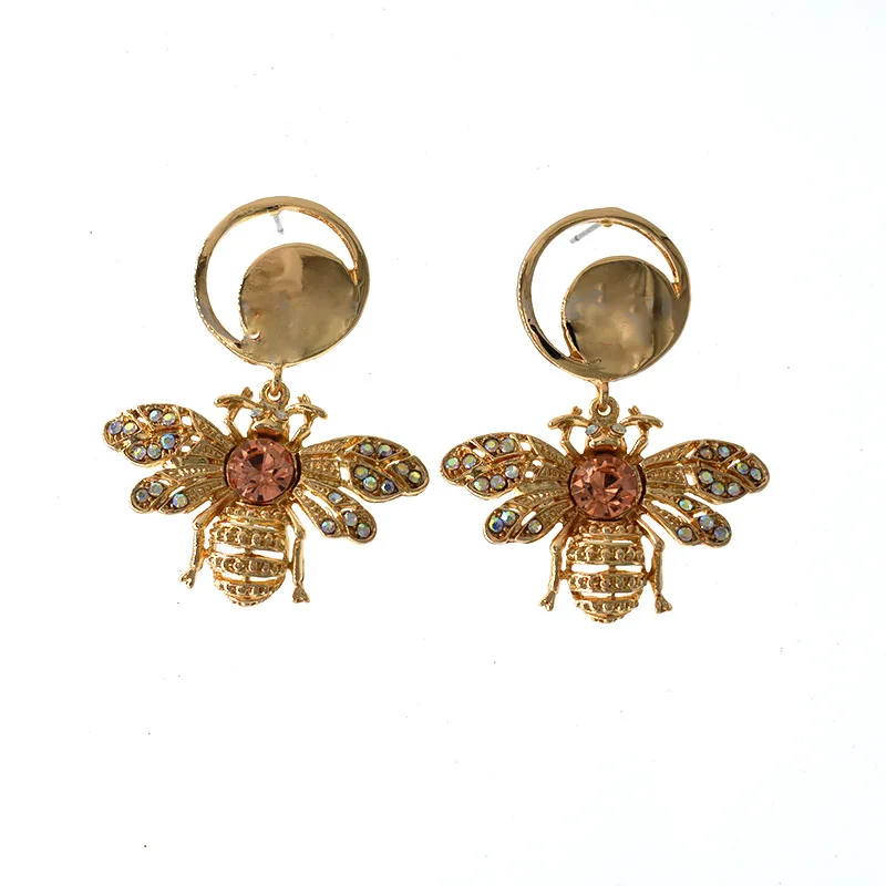 Барокко серьги в виде пчел Кристалы хрустальных алмазов Дамская мода алмаз