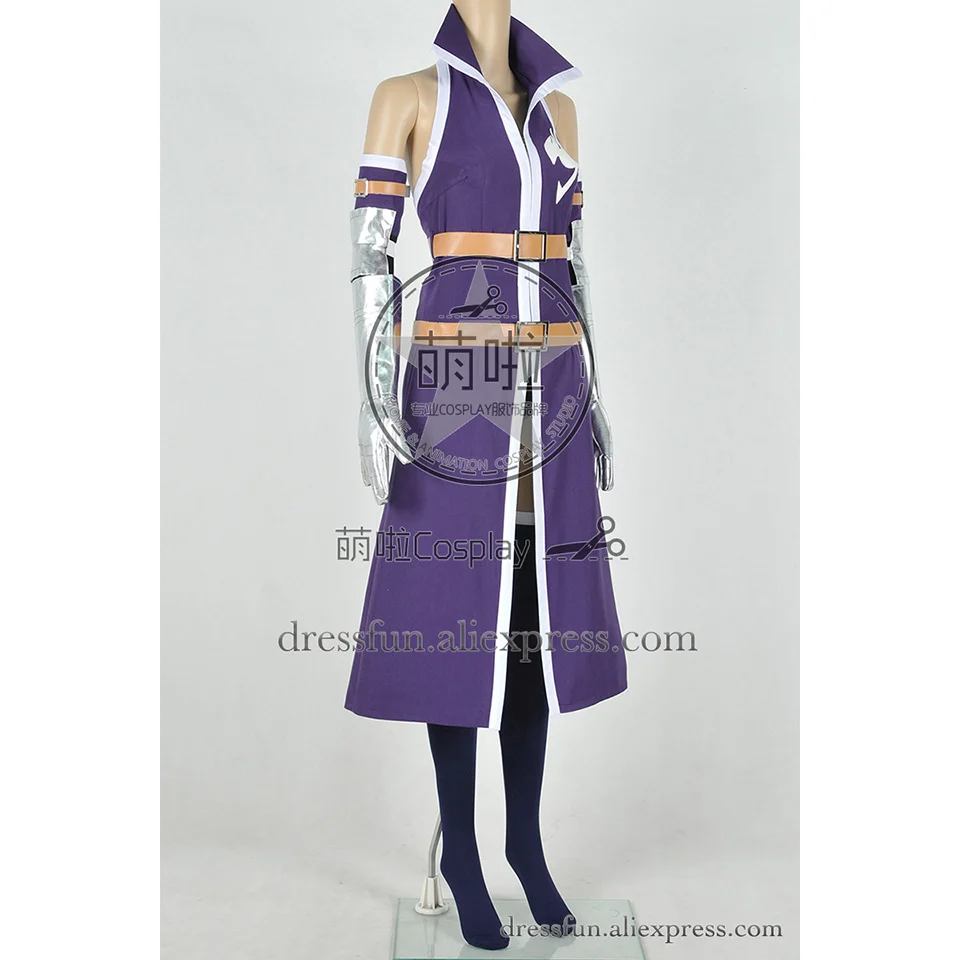 Сказочный хвост косплей Титания Эрза Скарлет Костюм Фиолетовый боевой наряд