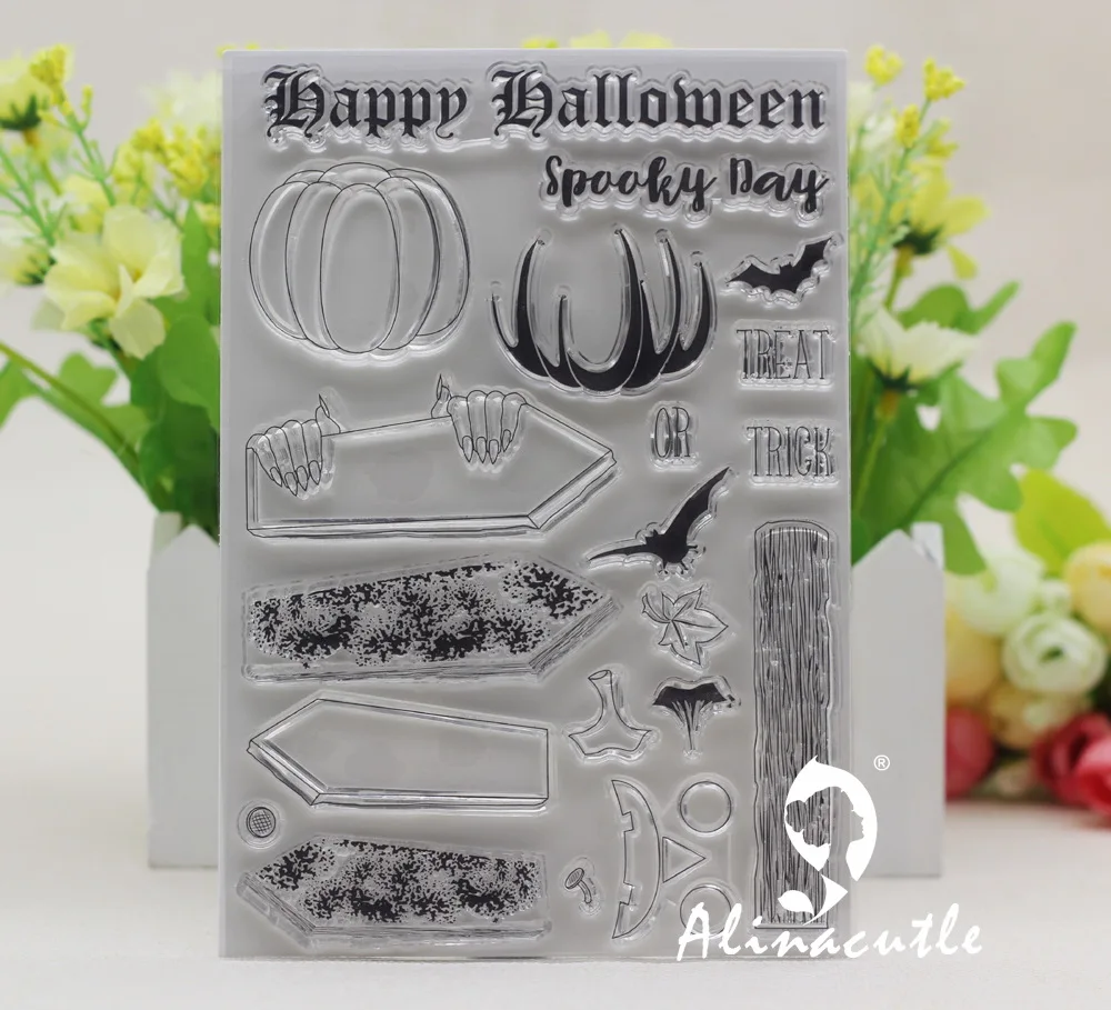 Прозрачные штампы открытки для Хэллоуина скрапбукинга альбом из силиконовой