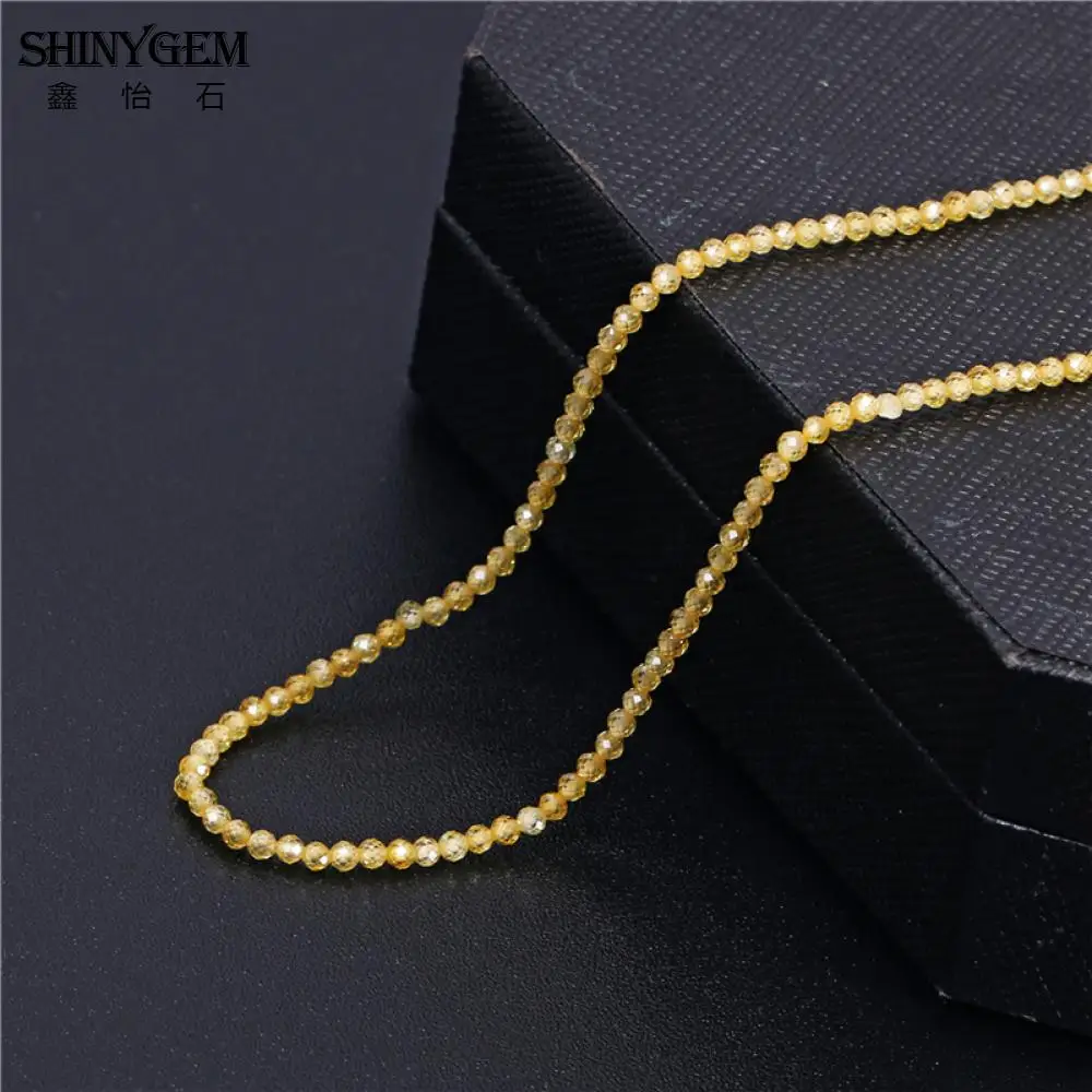 SHINYGEM граненая огранка Круглый Циркон Кристалл 2 мм/3 мм Разноцветные Бусы из стекла и камней для изготовления ювелирных изделий стразы бусины - Цвет: Yellow