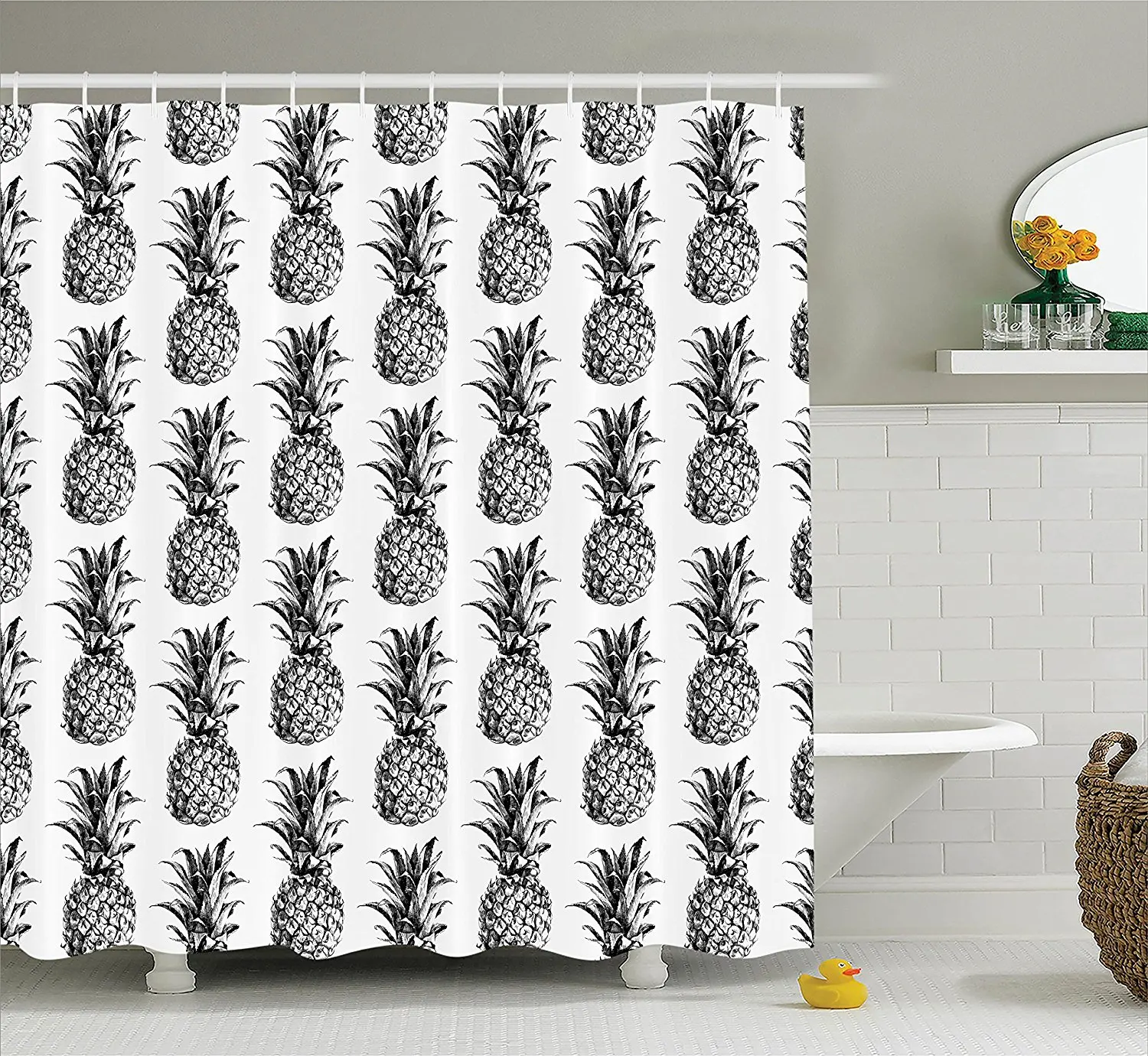Память дома ананас Душ занавес Винтажный стиль Ананас Фрукты шаблон аксессуары