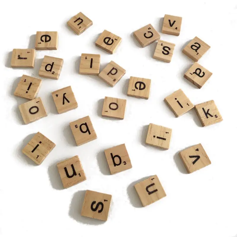 100 деревянные алфавитные царапины плитки черные буквы и цифры для поделок