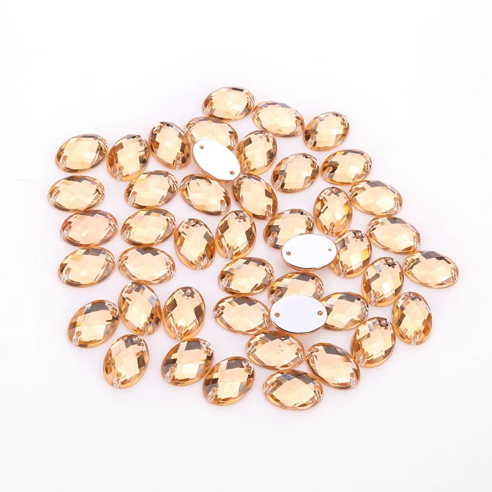 Овальные акриловые стразы для шитья с плоским основанием 18 цветов 8*10 мм/10*14 мм/13*18