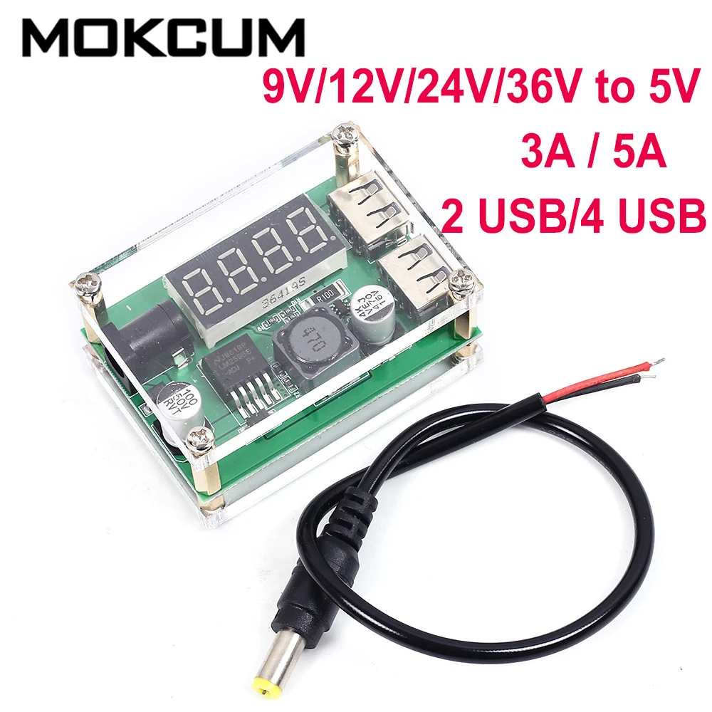 9 в 12 В 24 36 48 60 до 5 Преобразователь мощности DC понижающий модуль питания USB