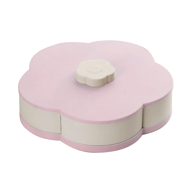 Single layer L Креативная вращающаяся коробка для закусок, пластиковый лепесток, двухслойная Фруктовая тарелка, разделенная тарелка для закусок, конфет, фруктовая миска для орехов, кухонные принадлежности - Цвет: Single layer L