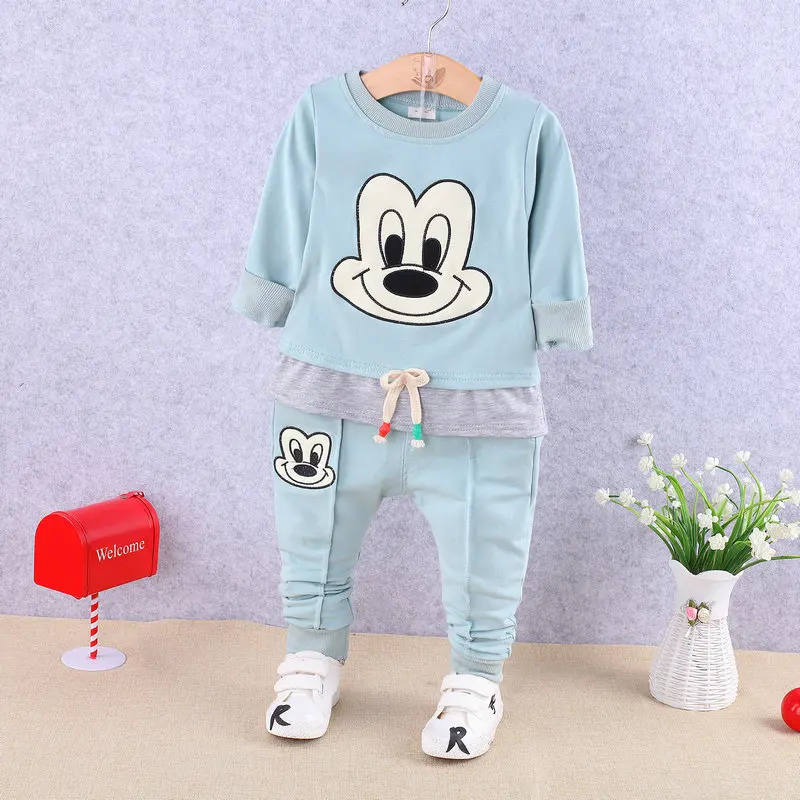 Осенняя одежда с длинными рукавами для малышей хлопковый комплект из двух