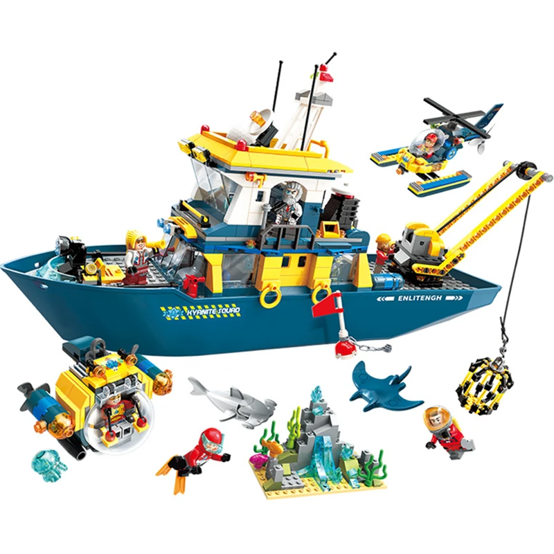 Enlamten Deep Sea Adventure City Vortex ascending car скутер подводная лодка строительные блоки набор комплектов Детская Игрушка совместима