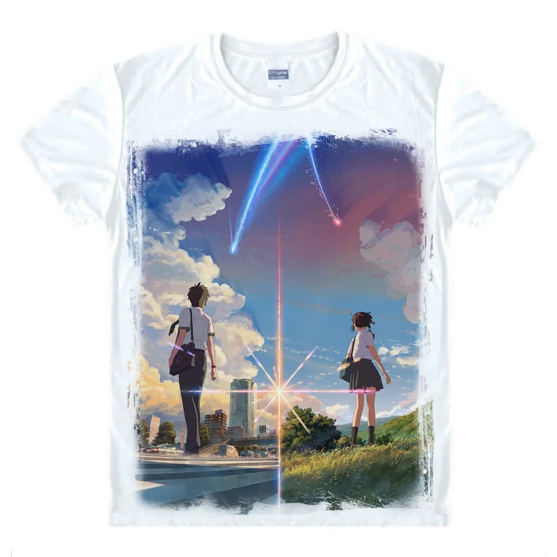 Аниме рубашка Coolprint с вашим именем футболки Kimi No Na Wa коротким рукавом Tachibana Taki Miyamizu