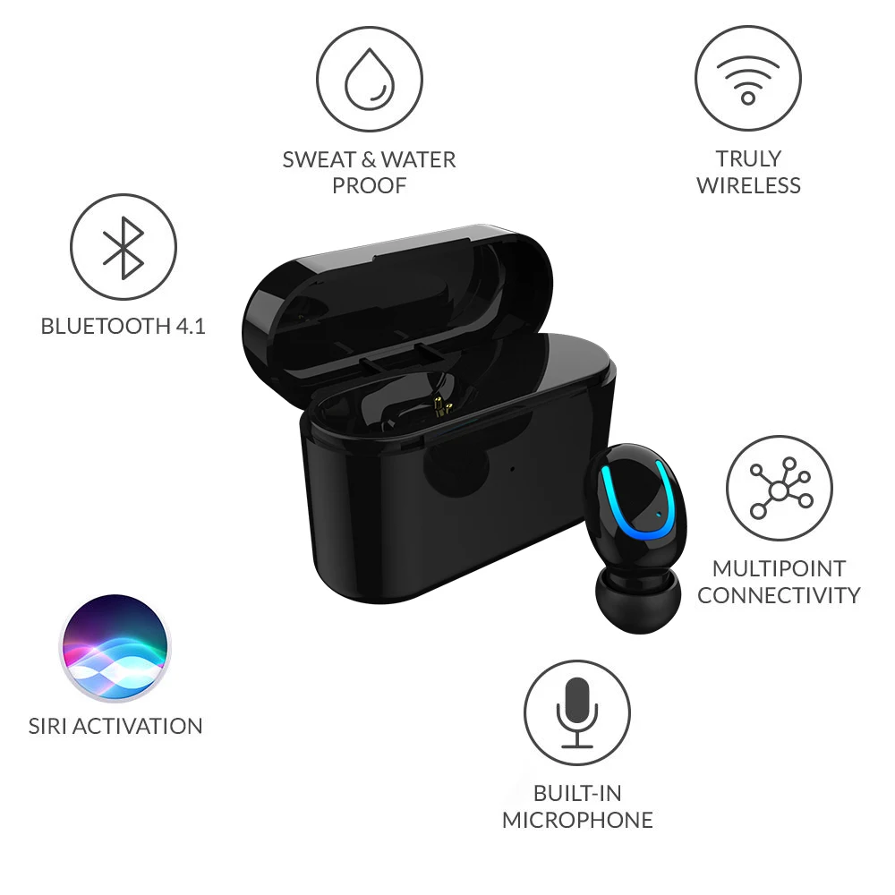 XGODY Q26 одиночные беспроводные наушники Bluetooth 4 2 HIFI с шумоподавлением микрофоном
