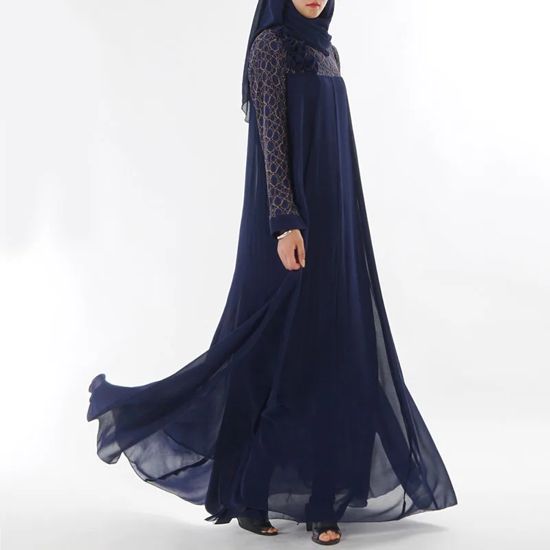 Новинка 2018 мусульманское платье кружевное длинное модная длинная юбка с