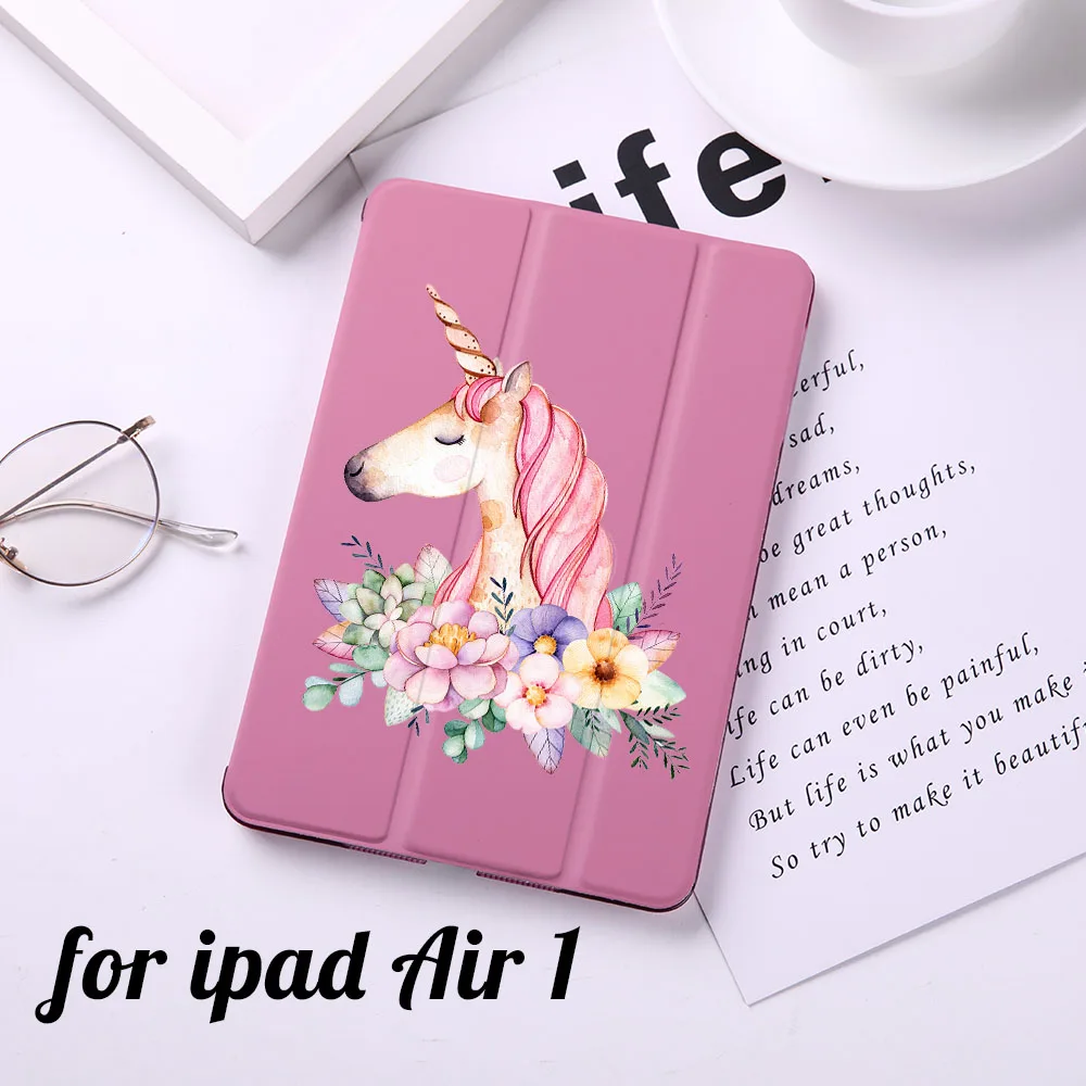 B200182-air1 Магнитный откидной Чехол с изображением милого единорога кота для Apple iPad 9,", Чехол для iPad Air 2 из искусственной кожи, складной чехол-книжка для планшета - Цвет: B200182-air1