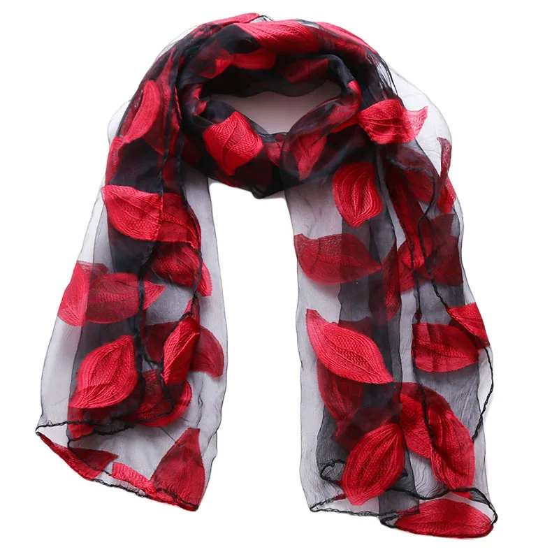 4 leaf red Новинка, брендовый шарф, Женская длинная шаль, осень и зима, echarpe, высокое качество, органза, женский элегантный хиджаб, накидка - Цвет: 4 leaf red