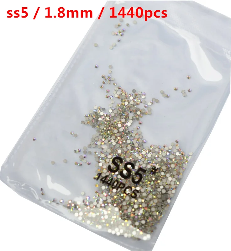 AB ss5 1440pcs 2019Newest~ 1440 шт./пакет ss3-ss8 Кристаллы Дизайн ногтей Стразы Украшения Стекло камни чистое Золотое Б ез исправлений стразы - Цвет: AB ss5 1440pcs