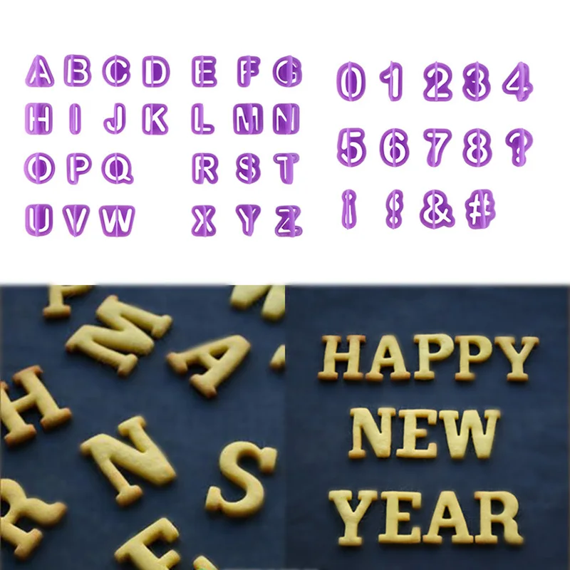 40PCS Fondant Cutter Cake Decorating Tools Plastic Cupcake Mold Upper Alphabet Capital Letters Number Cut-Outs Cookie | Дом и сад