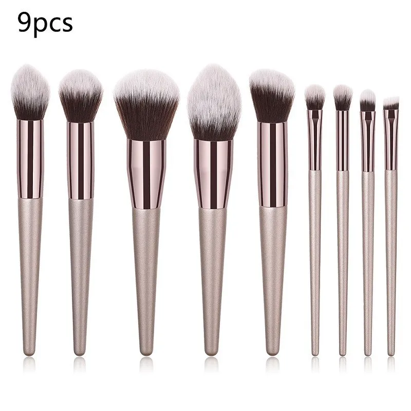9pcs 3-10 шт. набор кистей для макияжа Пудра основа Румяна Тени для век брови консилер макияж кисти Красота pinceaux макияж комплект - Handle Color: 9pcs