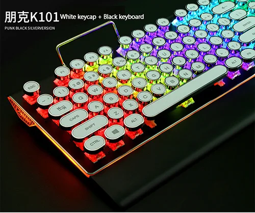 USB Проводная Механическая игровая клавиатура 104 ключ QWERTY классическая круглая клавиатура эргономичная компьютерная клавиатура с RGB светодиодный подсветкой - Цвет: as picture