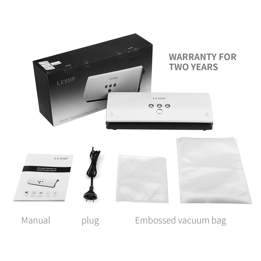 

LESHP Portable Compact Simple Operations Vacuum Sealer Sealing Machine for Household Food Preservation White ABS