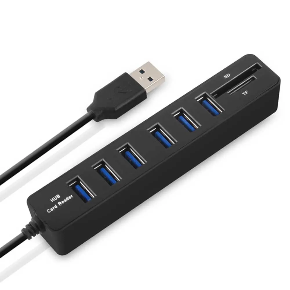 8 black JDL-HSD8 usb-концентратор USB 2,0 концентратор комбо-разветвитель 3/6 портов дополнительно USB 2,0 high speed Mini 2 в 1 SD TF кардридер для ноутбука - Цвет: 8 black