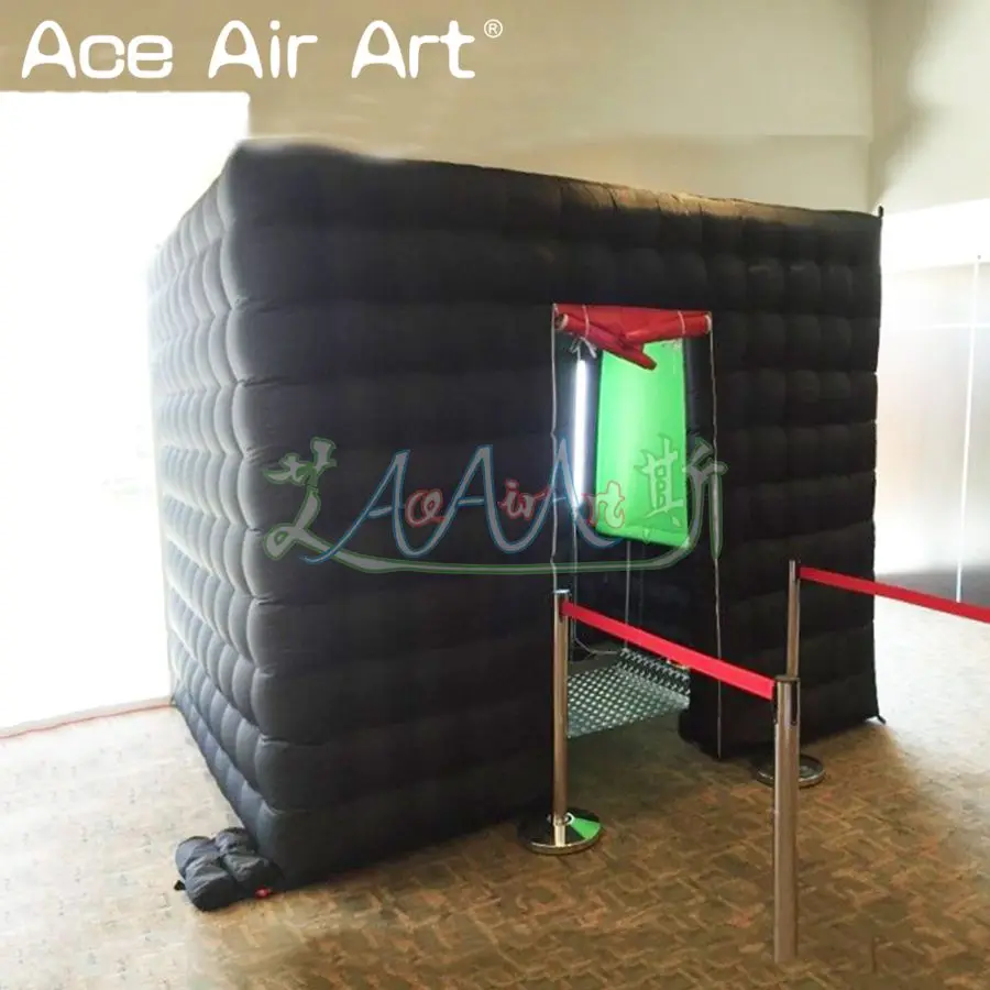 3x2.5x2.5m Newest design black cube inflatable photo booth enclosure cabinet with red foldable curtains no lights | Игрушки и хобби