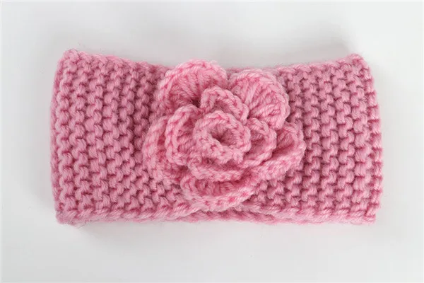 pink Повязки на голову для новорожденных, Детские аксессуары для волос, зимняя вязаная повязка на голову для девочек, теплая вязаная повязка на голову с бантом, повязка на голову с бантом - Цвет: pink