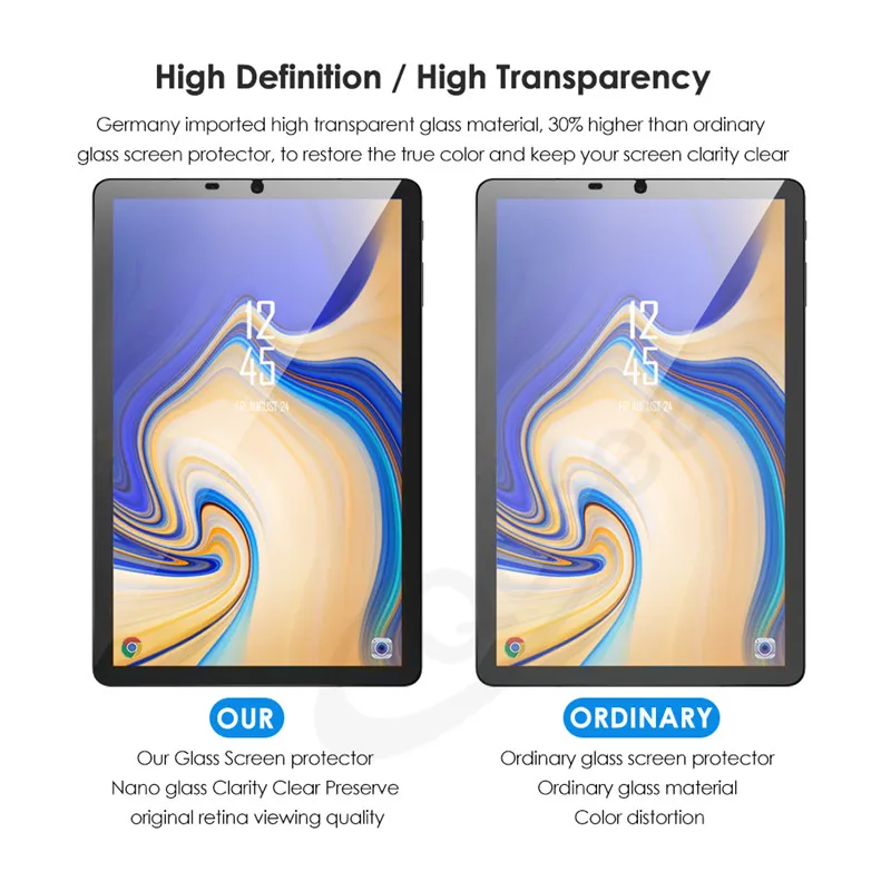 Qosea For Samsung Galaxy Tab S4 10.5 inch T830 T835 Tempered Glass Clear 9H Scratch Resistant Tablet PC Screen Protector Film | Компьютеры