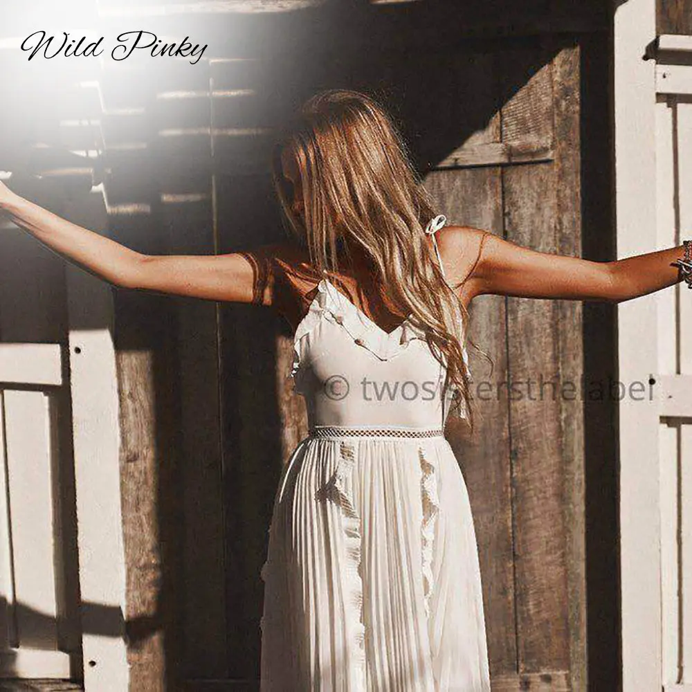 WildPinky летнее платье в полоску Ruffle Peplum длинное Для женщин V шеи спинки сексуальное